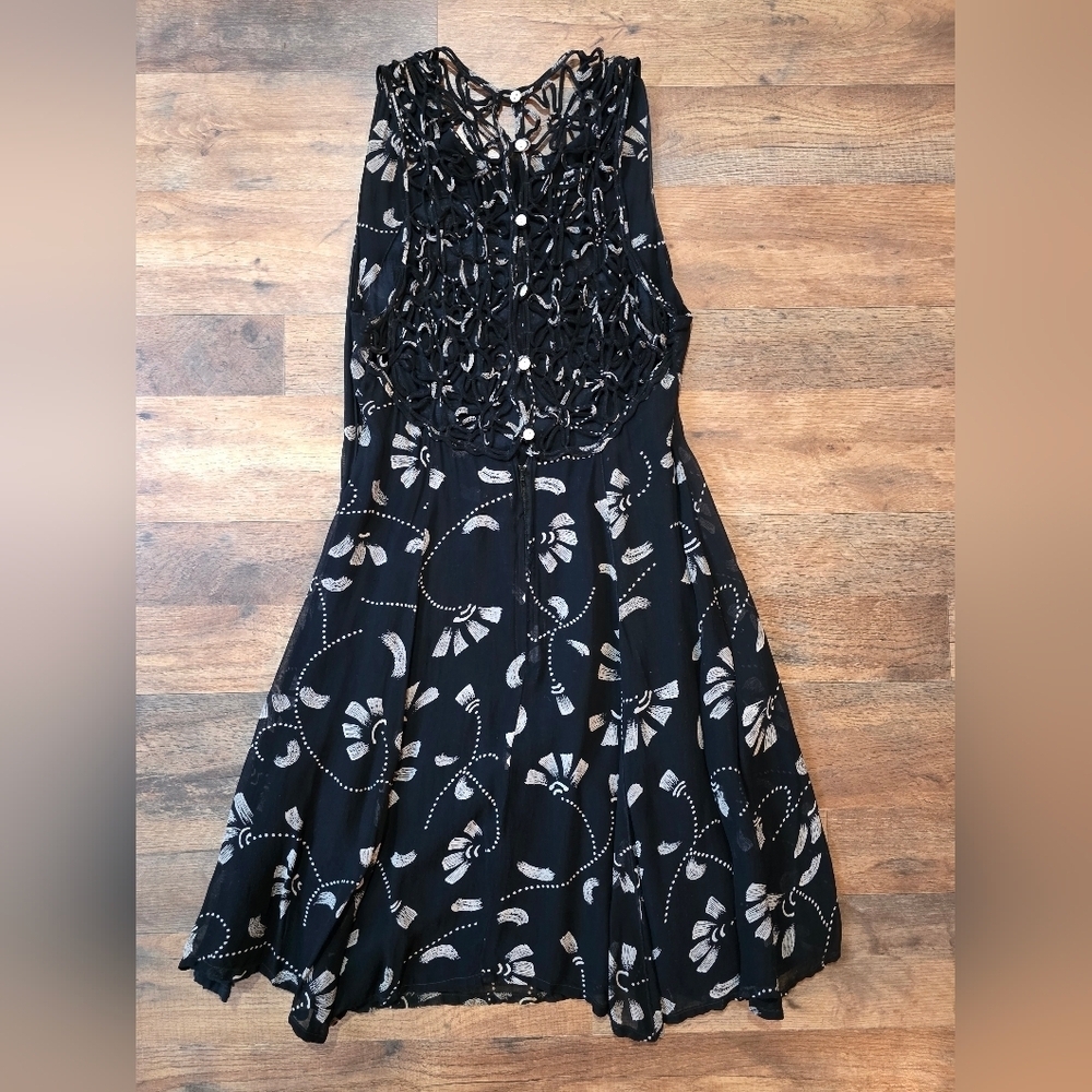 Cache Vintage Women's Black Fit & Flare Open Back Mini Dress Size Small - Picture 6 of 9